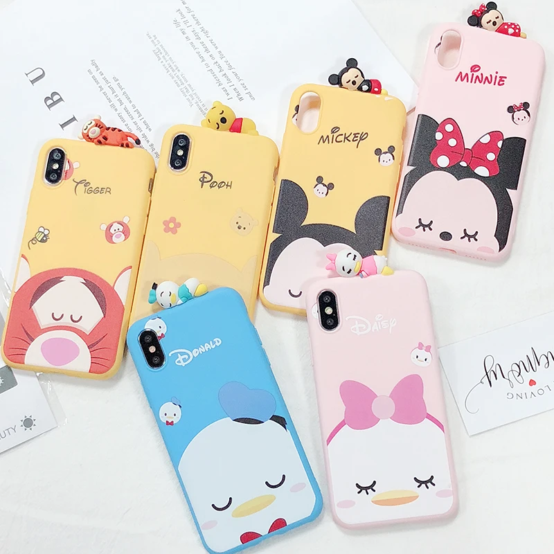 

Cute cartoon Mickey Minne sleeping doll for iPhone Xs XR Max mobile phone case for iPhone 6s 7 8 Plus anti-collision phone case