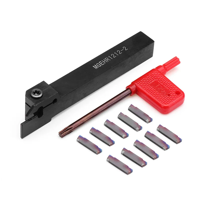 

MGEHR1212 Parting Off Grooving Turning Tools Cut-OffToolHolder with 10pcs Blue N ano MGMN200 Carbide Inserts 12x12x100mm