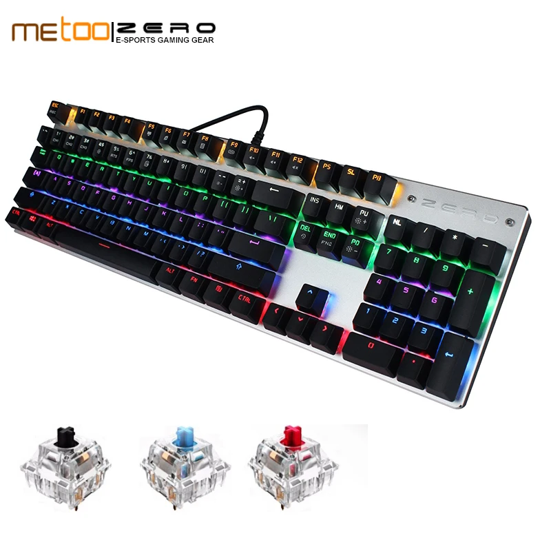 

Metoo Edition gaming Mechanical Keyboard 104/87 keys blue/red/black switch LED Backlit usb Wired keyboard for Tablet computer