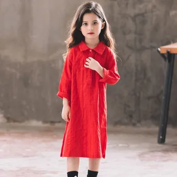 

Teenage Girls Shirts Dresses For Kids Knee Length Dress Baby Spring 2019 Long Sleeve Cotton Girls Party Children Dresses Clothes