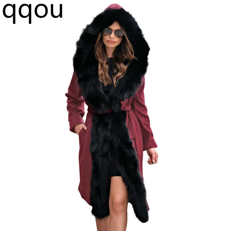 Женская куртка горячая распродажа тонкий длинный воротник с капюшоном теплое пальто женское зимнее пальто четыре цвета S-XXL