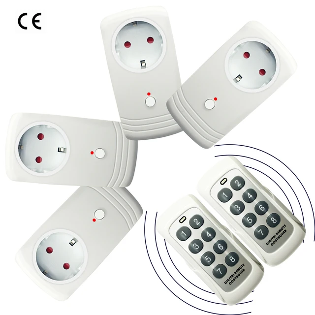4pcs Wireless Rf 433mhz Intelligent 4 Smart Electrical Plug 4pcs Wireless Rf 433mhz Intelligent 4 Smart Electrical Plug Socket Outlet W Remote Control Switch 2 Transmitter Us Eu Uk
