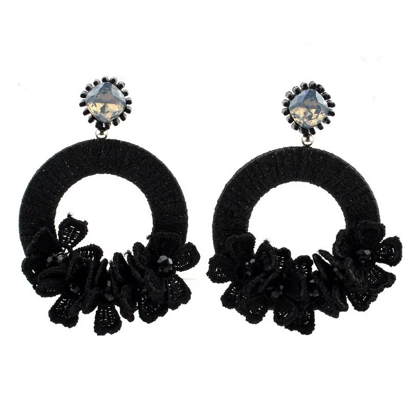 

Big Flower Pendant Acrylic Bead Rope Thread Dangle Earrings for Women Florate Brand Handmade Resin Statement Drop Earrings New