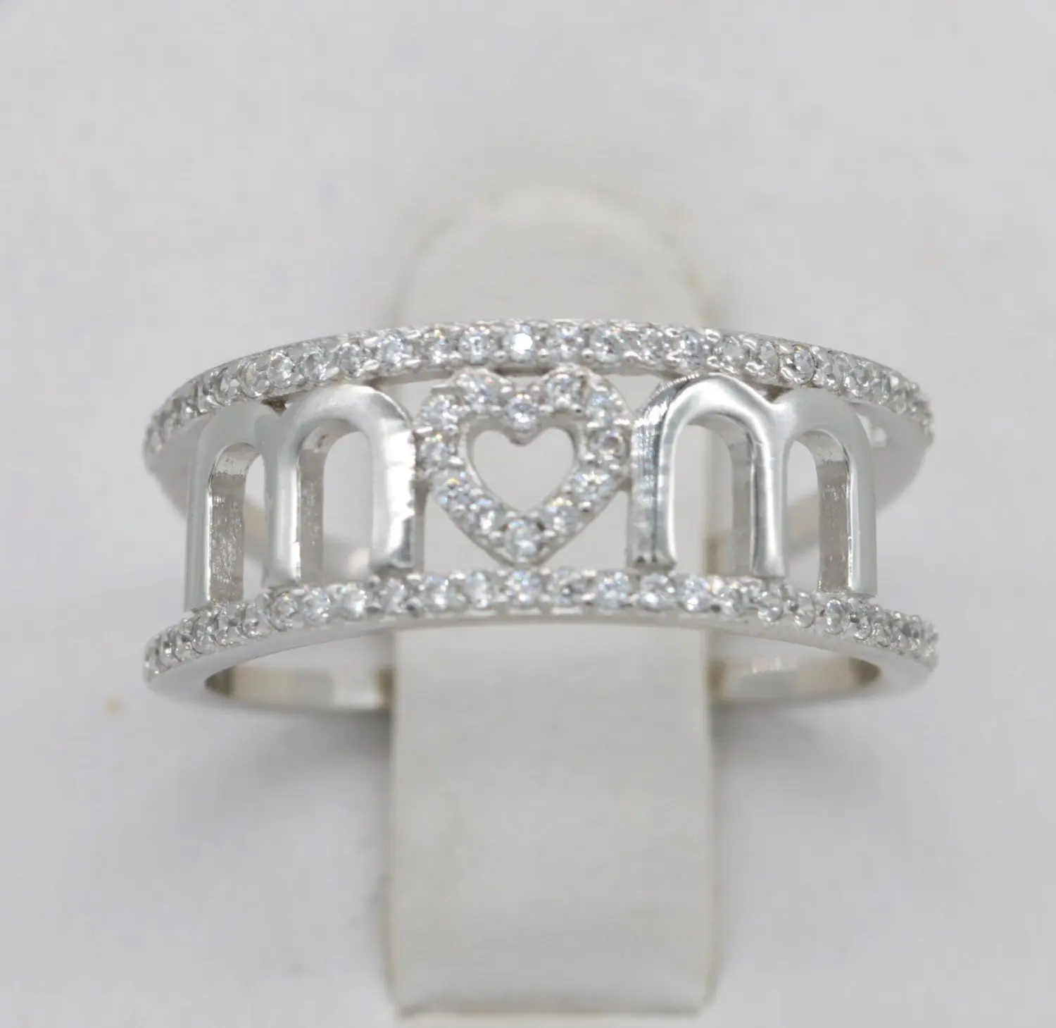 

Exquisite MOM Love Zircon Ring Circlet 925 silver Rings Charms Mother Day's Gift MOM Festival Present size 6-10