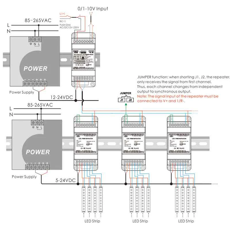 Светодиодный репитер на din рейке Dc5V 12V 24V вход Dmx усилитель 4Ch выходной сигнала