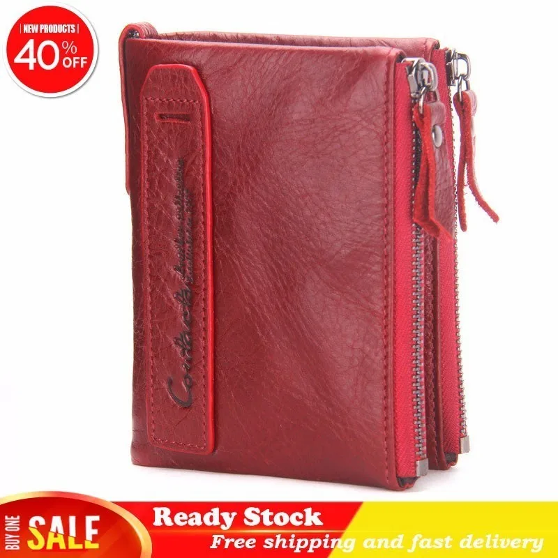 

Luxury brand Man Wallet Genuine Leather Short Fund Hand Take high quality Fashion Small Change Package Crazy Horse Both Zipper