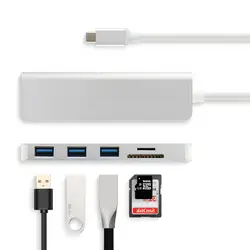 5 в 1 Тип-C концентратора Aluminiu сплава USB-C адаптер USB 3,0 Порты и разъёмы Картридер для ASUS Transformer 3 Pro T303 мкА T304 T305CA Tablet PC