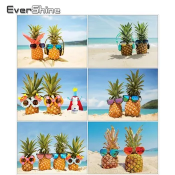 

EverShine 5D DIY Diamond Painting Pineapple Picture Of Rhinestones Diamond Embroidery Full Square Mosaic Sandy Beach Wall Decor