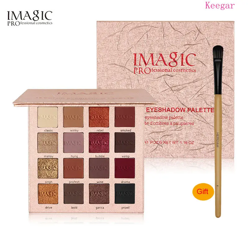 IMAGIC Shimmer Eyeshadow 16 Colors Palette Matte Waterproof Long-lasting Glitter Make Up Set Beauty |