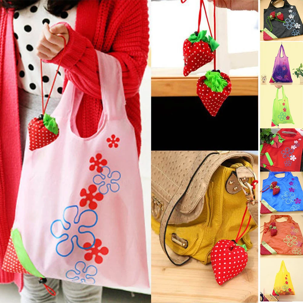 

Reusable Shopping Bags, Eco-Friendly Strawberry Shape Foldable Grocery Bags For Shopping With Pouch Shoulder Tote(Pink)