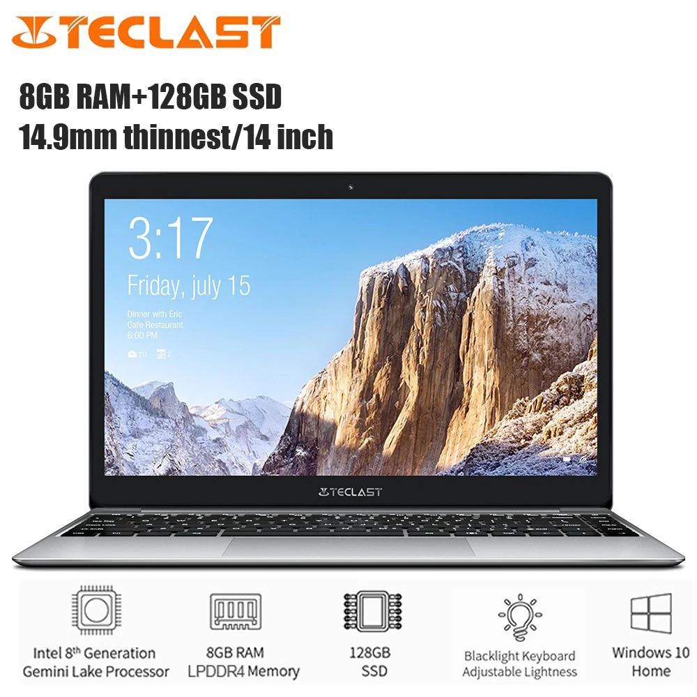 Teclast F7 Plus Notebook 14.0 inch Windows 10 Intel Gemini Lake N4100 Quad Core 1.1GHz 8GB RAM 128GB SSD HDMI 6500mAh Laptop