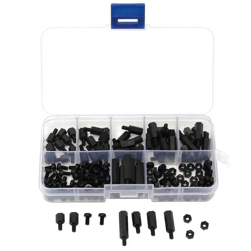 

180pcs/set M3 Nylon Standoff Spacer Column for Communication Fixed Screws Nut Standoff Spacer Column Assortment Kit