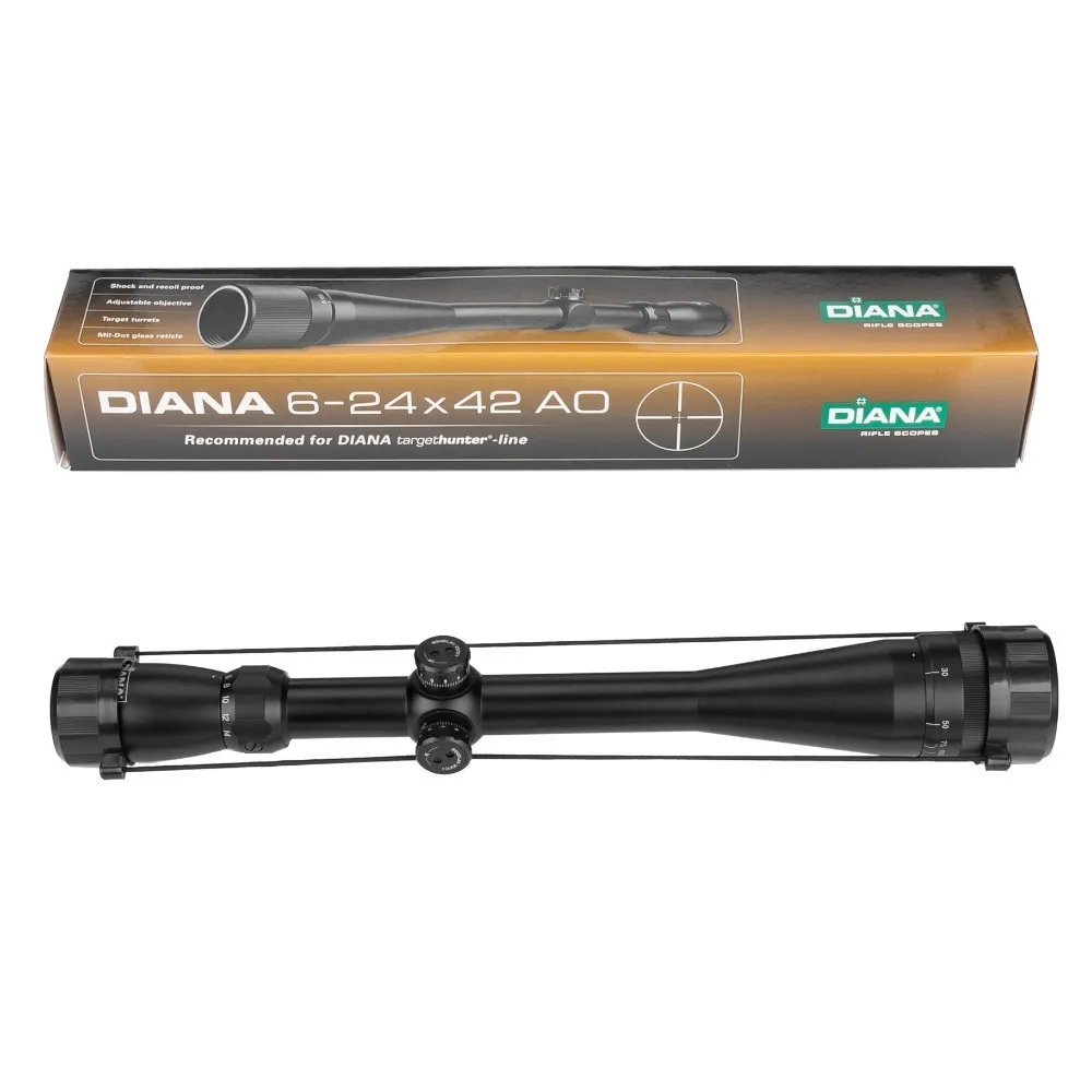 DIANA 6-24x42 AO Тактический Riflescope Mil-Dot Сетка оптический прицел винтовка Сфера снайперская винтовка для страйкбола охотничьи области