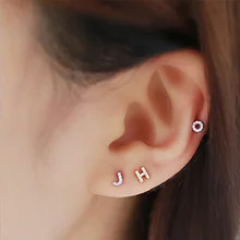 Серьги-гвоздики, 925 пробы, серебро, циркон, хрусталь, алфавит, монограмма, серьги, простые, для женщин, изысканные украшения, подарки, 1 шт