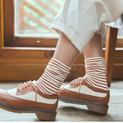 10 пар/лот модные классические осень-весна Полосатый печати Для женщин носок теплый разноцветный комфортные Дышащие носки WS025