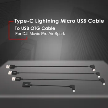 

4PCS USB OTG Cable to Type-C Lightning Micro USB Data Cable Line for DJI Mavic Pro Air Spark Drone Remote Controller
