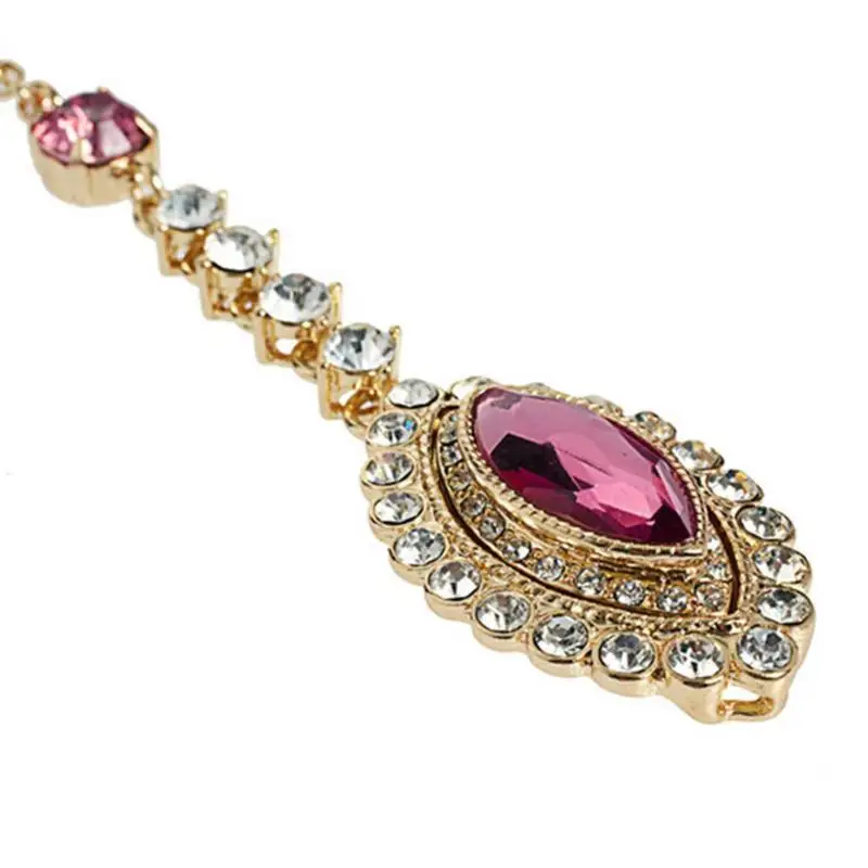 

Valentine's Day Lady Teardrop Emeral Crystal Bindi Hair Clip Pin Chain Tikka Indian Jewelry Dancer Jewelry Wedding Accessories