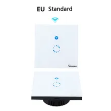 Sonoff 10 шт. ЕС 1 банда Wifi беспроводной сенсорный настенный светодиодный индикатор переключателя сенсорная стеклянная панель контроллера переключателя таймера через приложение в телефоне