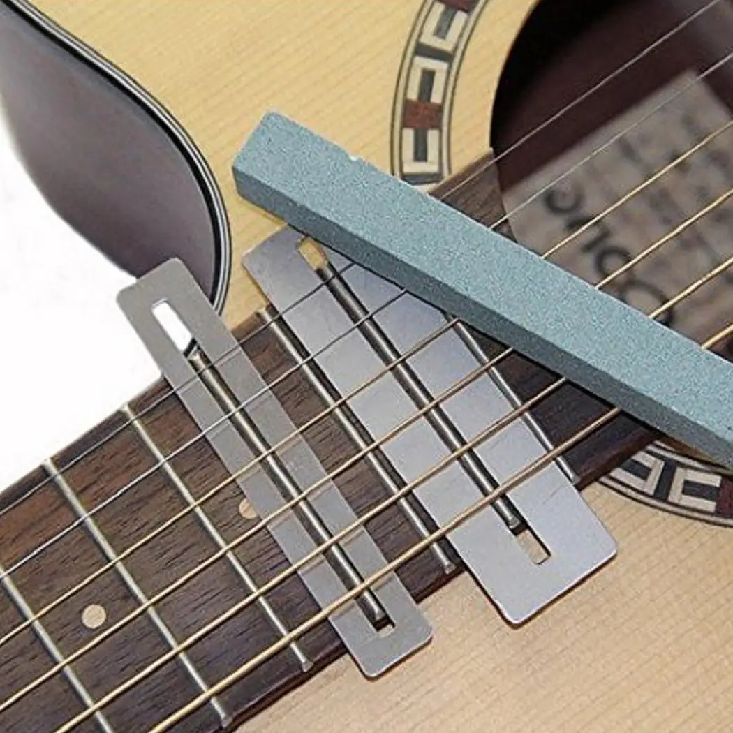 

Guitar Fingerboard Guards with Polishing Stone and Protect File Cleaning Tool Set FretWire Polishing Beam DIY Luthier Tool