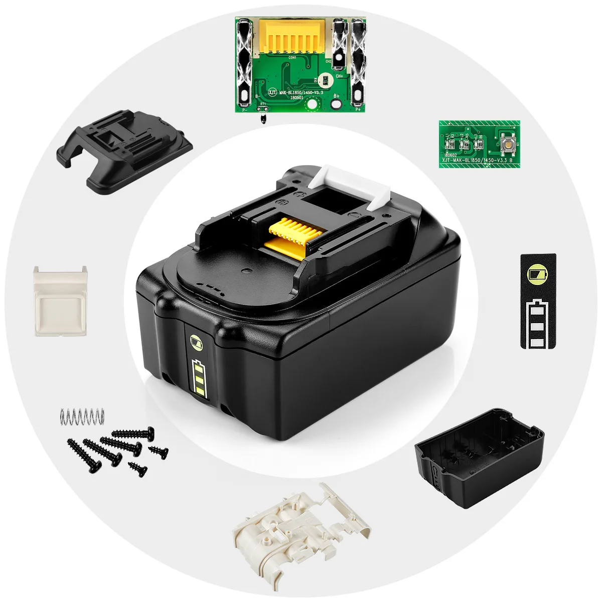 

BL1830 Battery Plastic Shell Case With PCB Protection Charging Board Replacement For Makita 18V BL1850 Battery LED Indicatoor