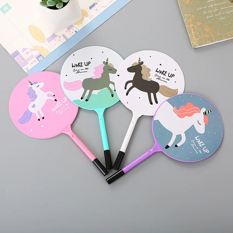 

Cartoon Pony Unicorn Fan Pen Cute Students Prize Gift Fan Ballpoint Pen Advertising Logo Custom