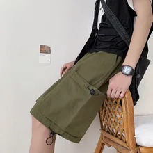 Летние Новые шорты мужские модные ретро однотонные Прямые повседневные пять штанов мужские уличные тренды дикие хип-хоп свободные шорты