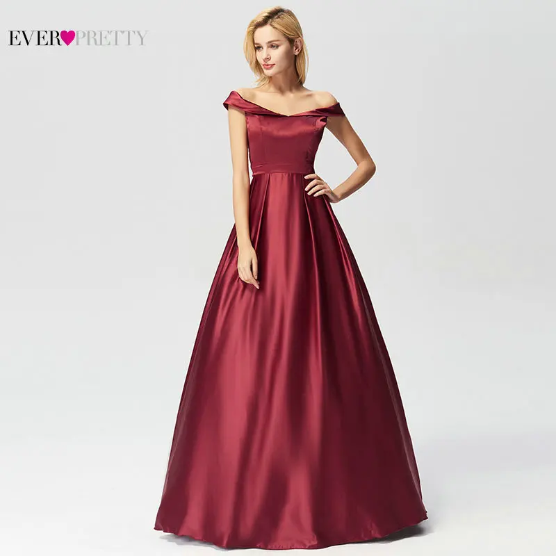 Evening Dresses Long 2019 Ever Pretty Elegant A-line Burgundy Off-Shoulder Sleeveless New Arrival Special Wedding Occasion Gowns