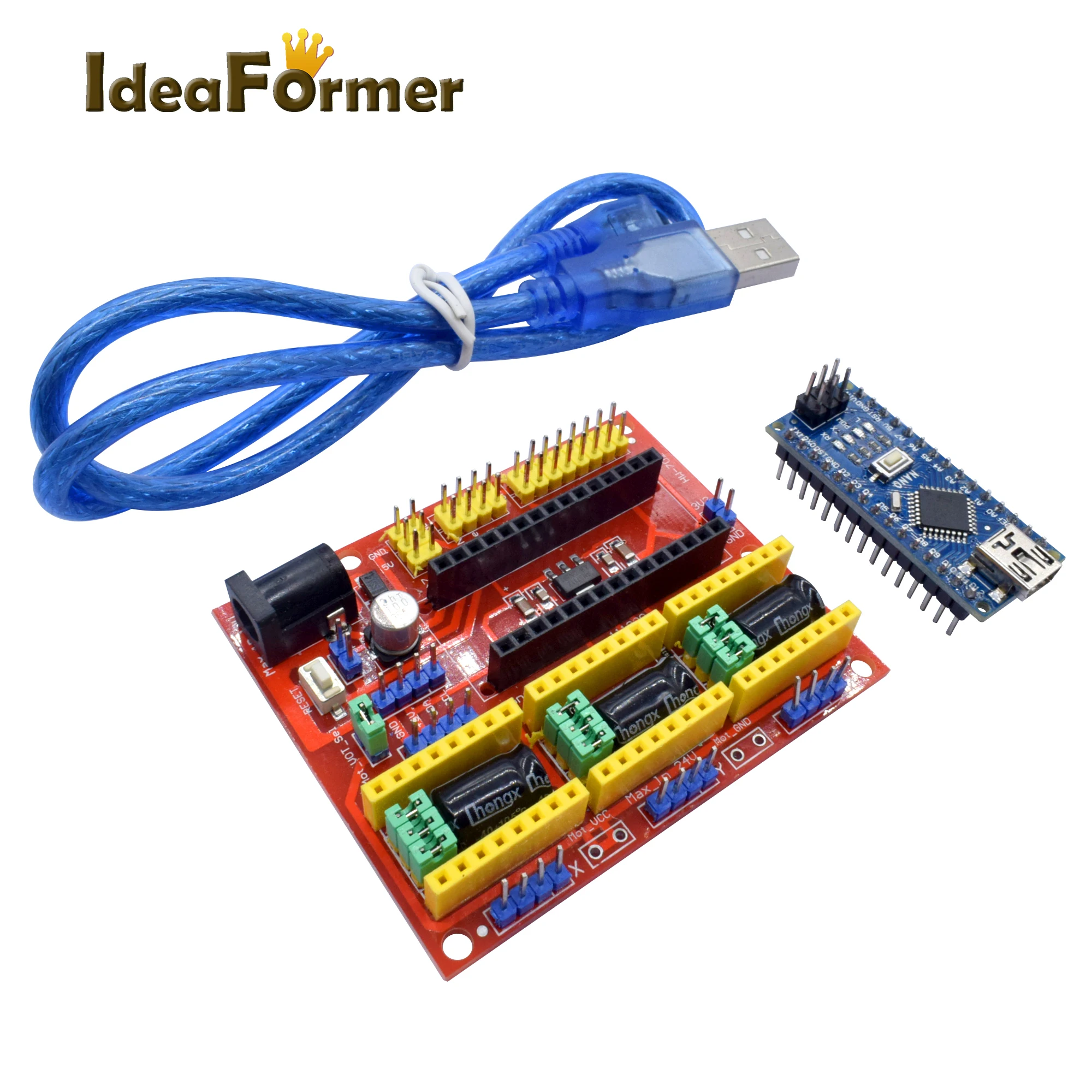 Buy 3DV4 CNC Shield V4 + Nano 3.0 + 3pcs A4988 Red or Green Reprap Stepper Drivers Set For Arduino