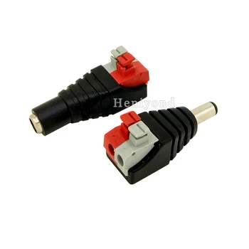 

2Paris Male+Female 12V DC Power Connector 5.5mm x 2.1mm 24V Power Jack Socket for Led Strip CCTV Security Camera Cable Wire Ends