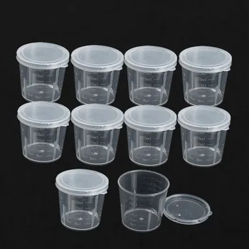 

Kicute 10Pcs Plastic Graduated Laboratory Bottle Lab Test Measuring 30ml Container Cups with Cap Plastic Liquid Measuring Cups