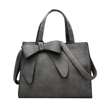 

PinShang Women Soft Leather Bowknot Handbag Simple Stylish Shoulder Crossbody Bags