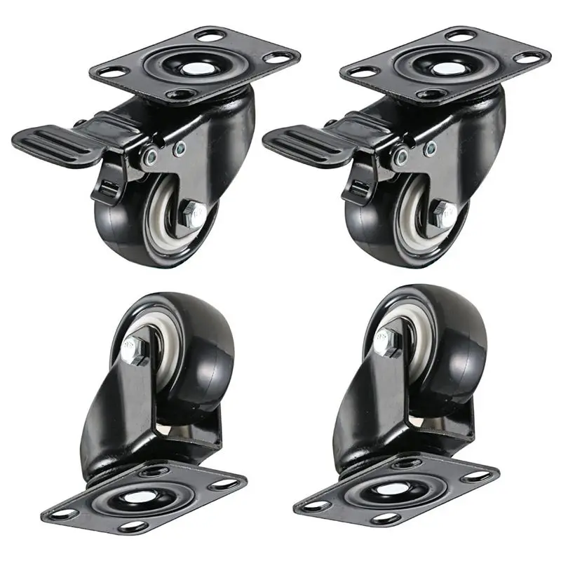 

4 Pack 2in Heavy Duty Caster Wheels Polyurethane PU Swivel Casters with 360 Degree Top Plate 220lb Total Capacity for Set of 4