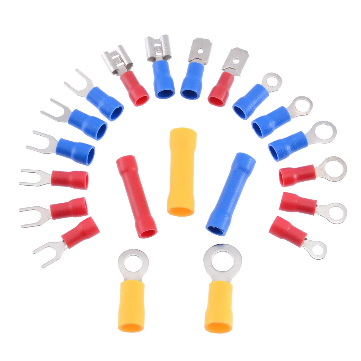 

300PCS Mixed Color Wire Crimp Terminal Spade Butt Ring Fork Set Full Insulated Electrical Wiring Connector Assortment Kit