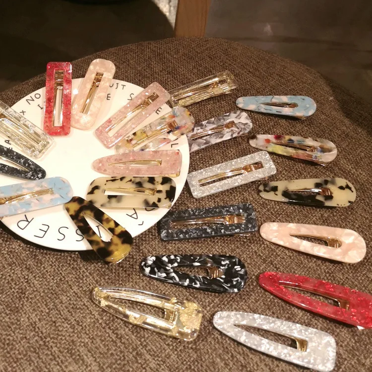 

Korea Hollow Geometric Waterdrop Acrylic Hair Clips Shiny Tin Foil Sequins Hairpins Hair Accessories for Women Girls
