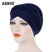 Aonve женские осенние хлопковые шапочки Femme Twist головные уборы Kawaii мягкие Индийский стиль шляпа тюрбан шапки для мусульманских