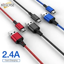 KISSCASE Быстрая зарядка Micro USB кабель 1 м планшет данных USB кабель нейлоновая оплетка Android телефон провод шнур для Xiaomi huawei samsung