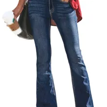 Весенне-осенние расклешенные джинсы со средней талией, Стрейчевые узкие джинсы с широкими штанинами, Узкие рваные джинсы, джинсовые брюки