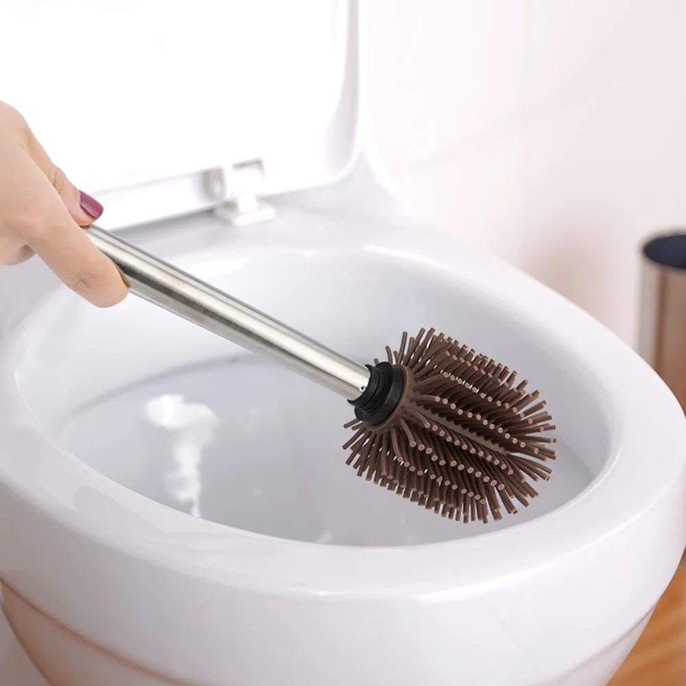 

Replacement Toilet Brush Long Handle Cleaning Tool Durable Bathroom Accessories Silicone Stainless Steel Home Use Portable