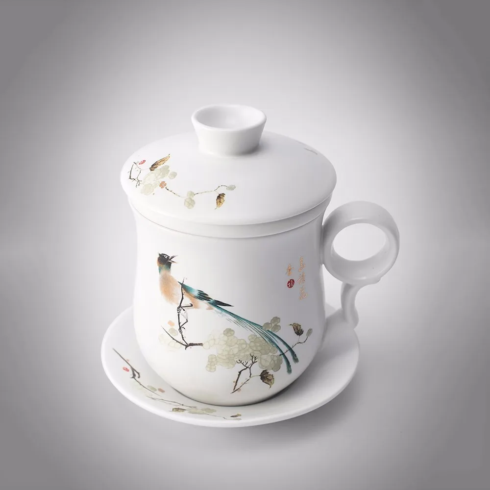 Домашняя кухонная посуда для питья фарфоровая чашка и наборы блюдец для подарка керамика китайский стиль бытовой фильтр чайная чашка с ручкой