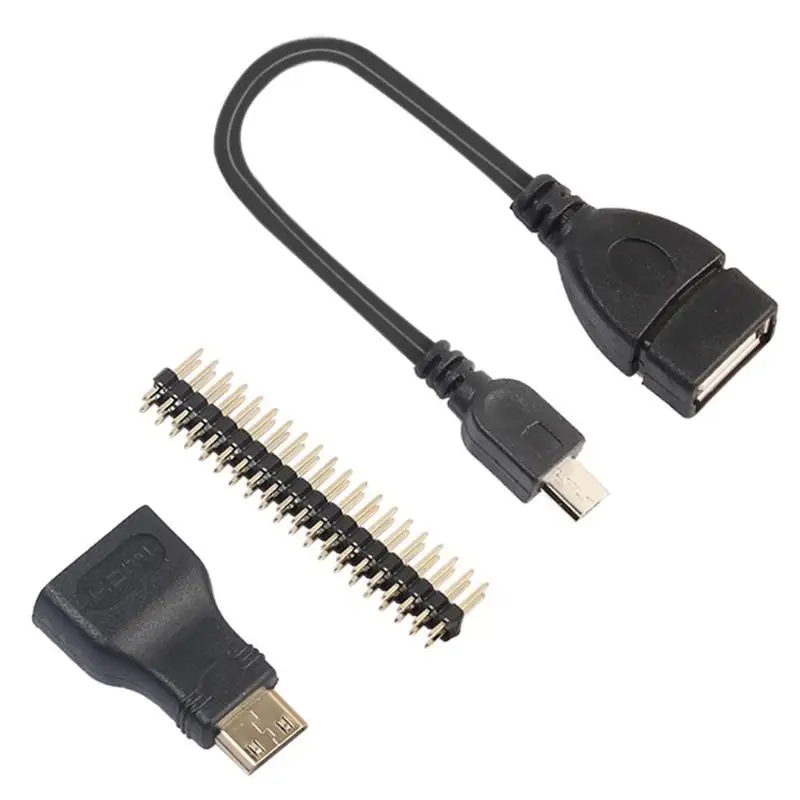 Переходник Mini HDMI штырь + Кабель Micro USB штыревой разъем GPIO Pins для Raspberry Pi Zero Kit
