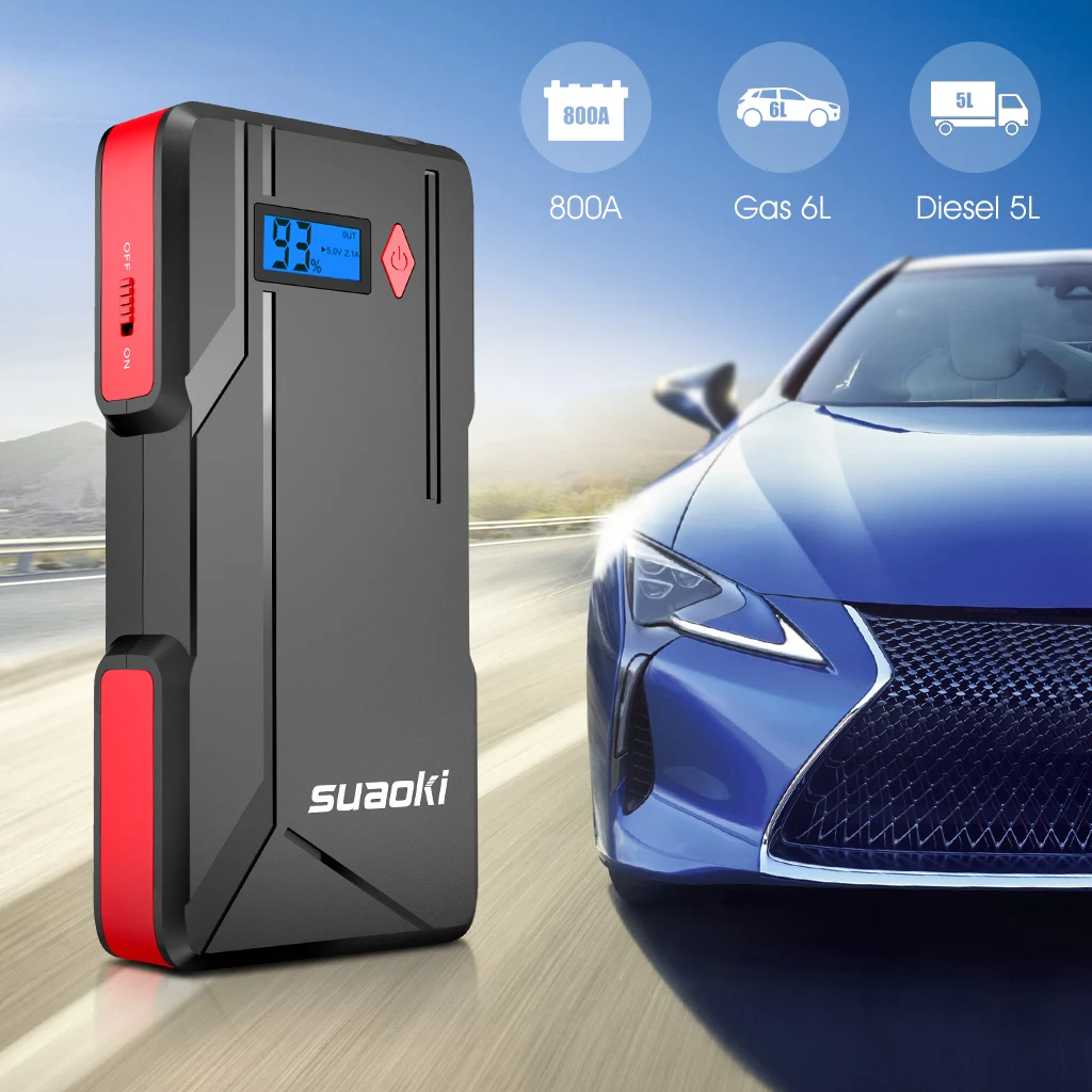Suaoki P6 скачок стартер 800A пиковая Автомобильная батарея до 6.0L газ или 5.0L дизельный