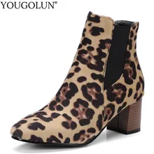 Leopard High Heel Ankle Boots Women Spring Autumn 2019 Lady Square Heels Shoes A222 Fashion Woman Black Round Toe Ankle Boots цена Leopard High Heel Ankle Boots Women Spring Autumn 2019 Lady Square Heels Shoes A222 Fashion Woman Black Round Toe Ankle Boots цены онлайн