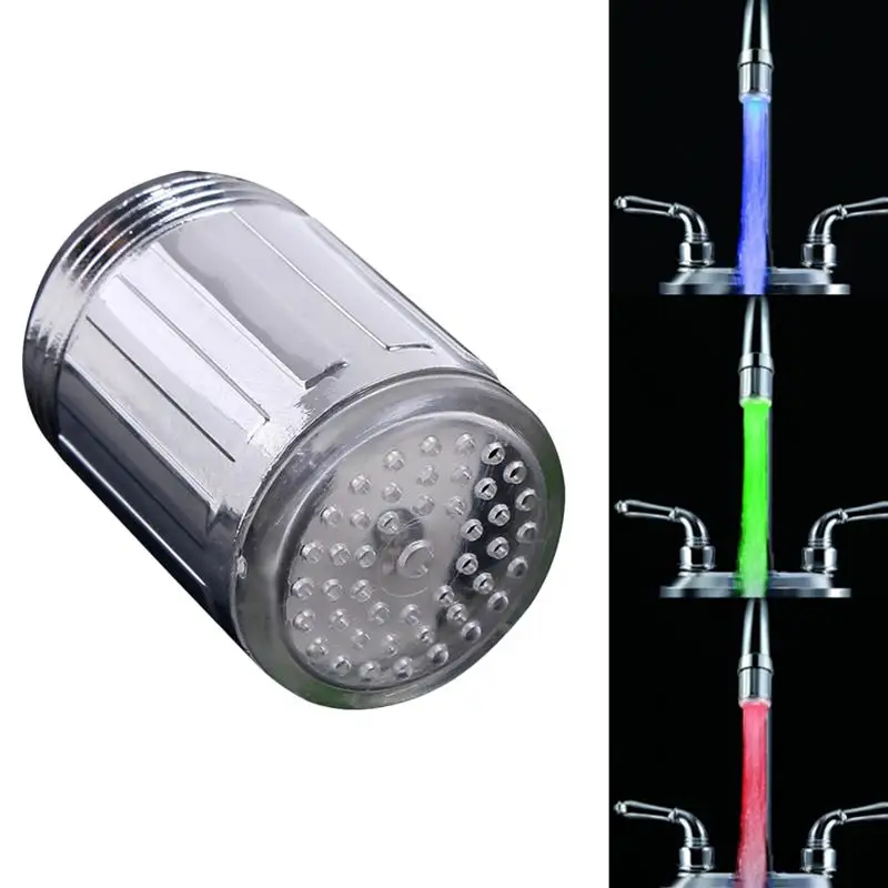 

Colorful LED Water Faucet 3 Color Changing Temperature Indicator Light Red to Blue Nozzle Head Water Tap Bathroom Faucets
