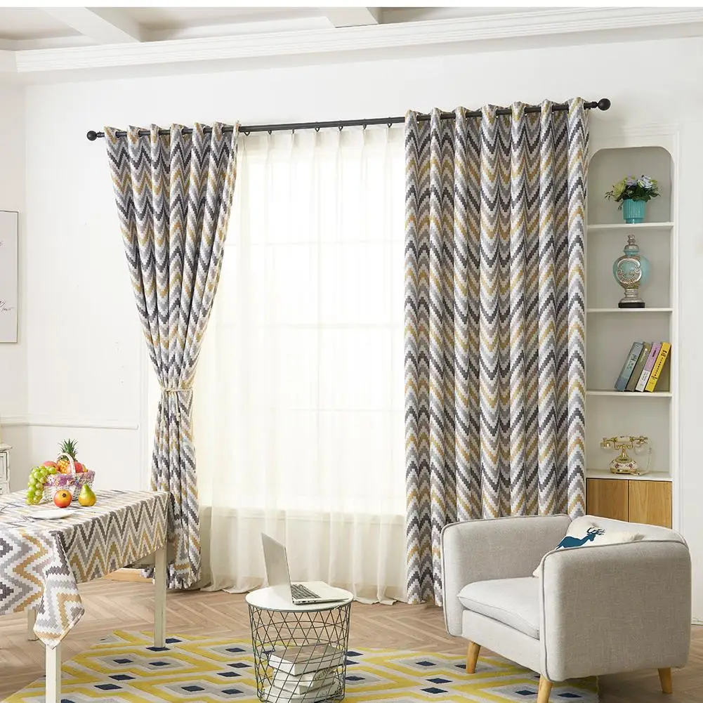 

Simple Thermal Insulated Blackout Curtains Tablecloth Fashion Printing Process Polyester Window Draperies Home Supplies