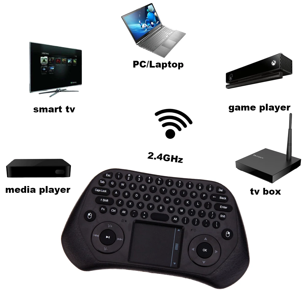 

measy GP800 2.4GHz Wireless Gaming Keyboard Smart Air Mouse Tochpad Remote Control for Android TV Box / Laptop / Tablet PC