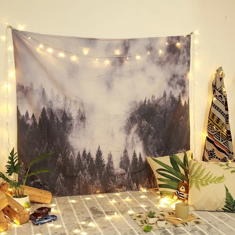Богемный лист/горный лес/кокосовый гобелен с изображением деревьев, подарок, светодиодные Звездные огни, монтажные аксессуары, ковер, одеяло, гобелены хиппи