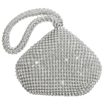

Womens Fashion Full drill triangle Evening Bags Silver