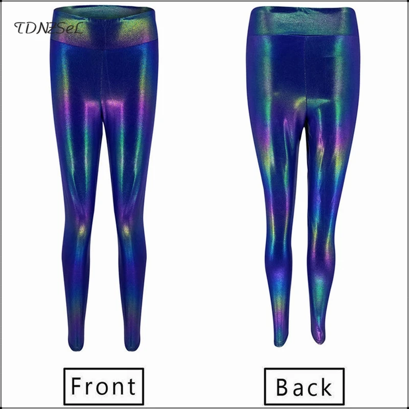 Summer Sexy Women Stretch Shiny Leggings Workout Fluorescent High Waist Skinny Pants Jogger Sport Glossy Elastic Slim Trousers