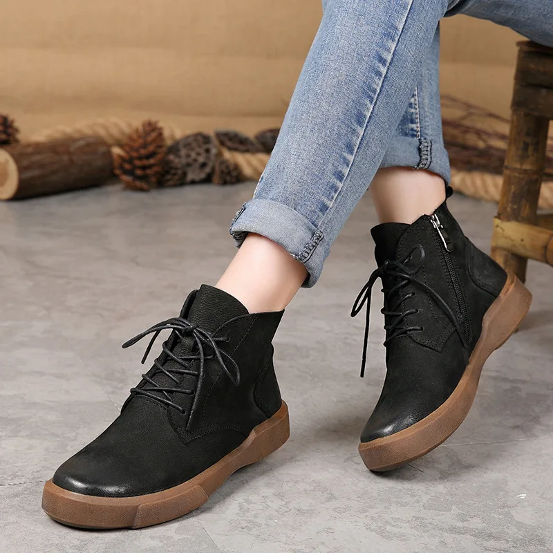 

Autumn Genuine Leather Women's Shoes Ancient Short Woman Women Winter Boots