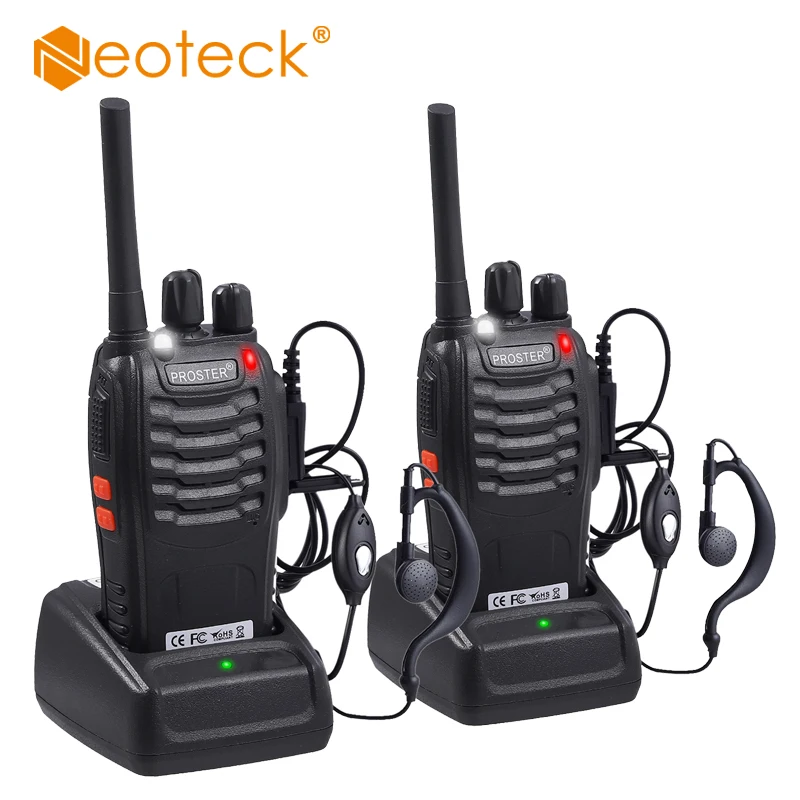 

Neoteck 2 Pcs Upgraded UHF PMR446MHz 5W Walkie Talkie BF-888S 16CH Portable Two-Way Radio Transceiver With Portable Interphone